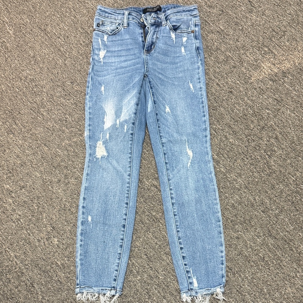 Judy Blue Light Blue Distressed Skinny Jeans